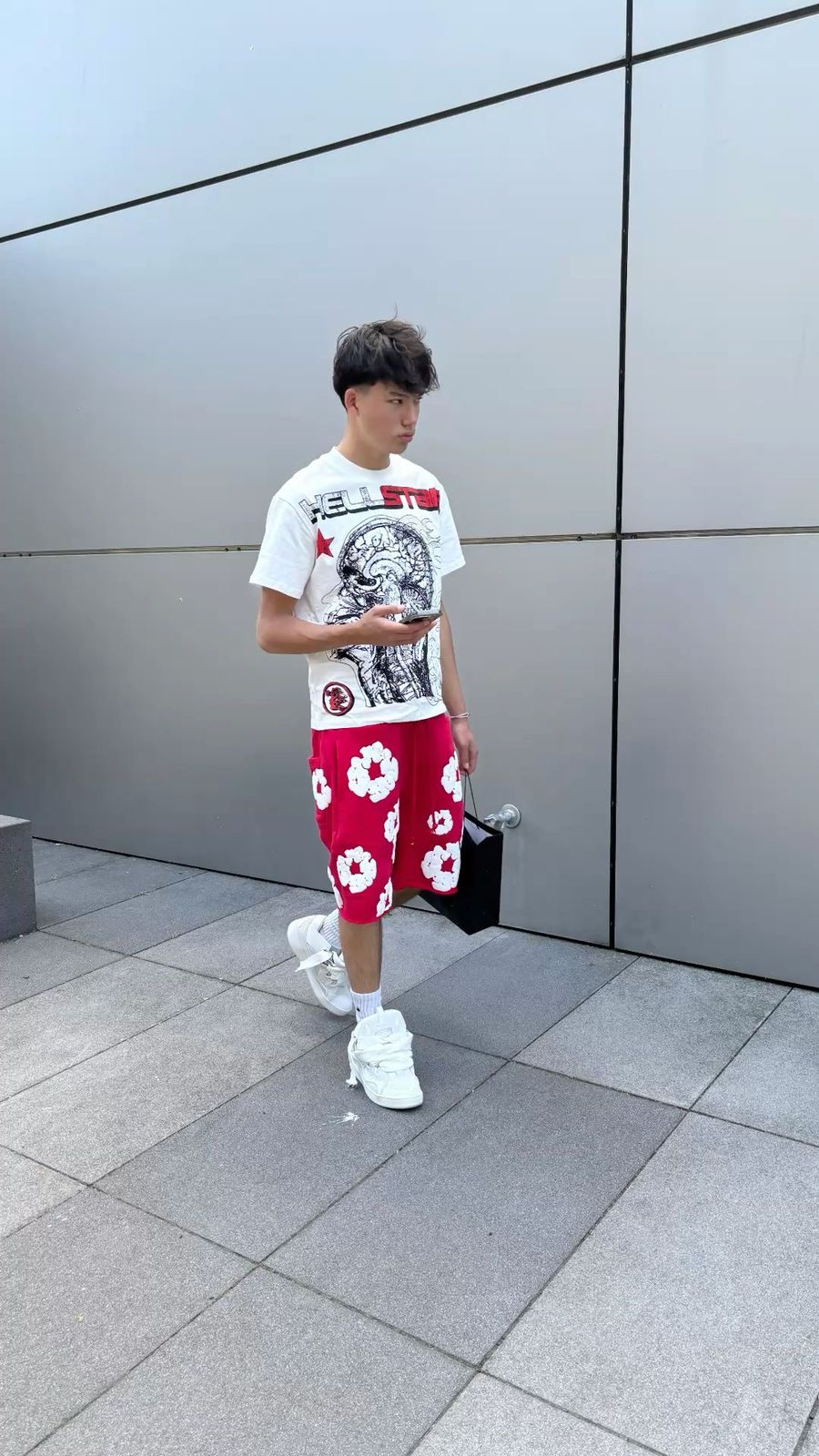 SHORT DENIM TEARS ROUGE