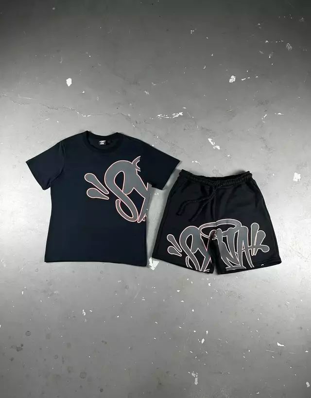 Syna World Logo T-Shirt &amp; Shorts Set Noir/Rose Doré